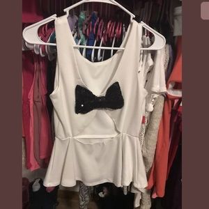 Charlotte Russe Sequin Bow Back Peplum Small